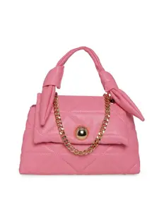 Call It Spring Pink Textured Structured Satchel with Quilted