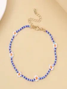 AQUASTREET Blue & White Beaded Bohemian Choker Necklace