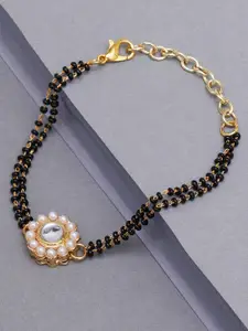 KARATCART Women Gold-Plated & Black Charm Bracelet