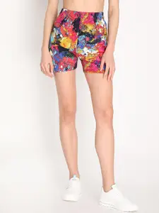 CHKOKKO Women Multicoloured Abstract Printed High-Rise Shorts