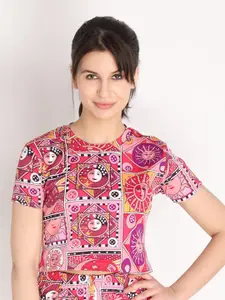 CHKOKKO Pink Print Top