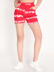 CHKOKKO Women Red Printed Outdoor Shorts