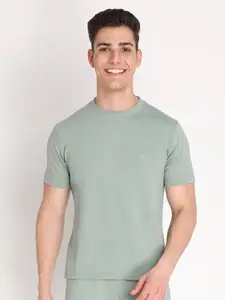 Chkokko Men Green Applique Outdoor T-shirt