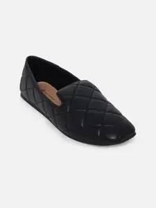 Call It Spring Women Black Solid Quilted Loafers