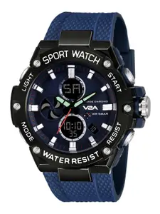 V2A Men Black Dial & Blue Straps Analogue Multi Function Watch V2A-1922