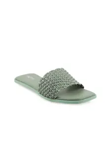 Metro Women Green Open Toe Flats