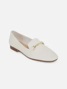 ALDO Women White Leather Loafers