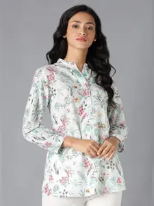 W Women Green Floral Printed Casual Shirt