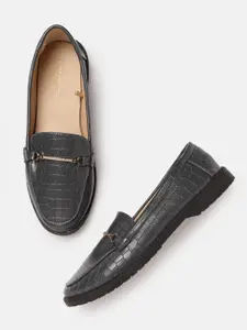 Allen Solly Women Grey Croc Textured Loafers