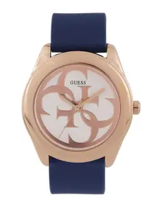 GUESS Women Off-White & Rose Gold-Toned Dial Watch W0911L6