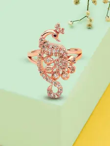 AMI Rose Gold-Plated Peacock Adjustable Ring