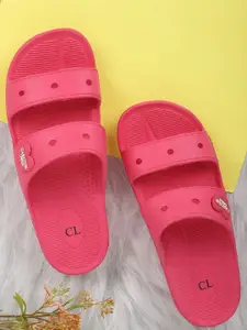 Carlton London Women Fuchsia Solid Sliders