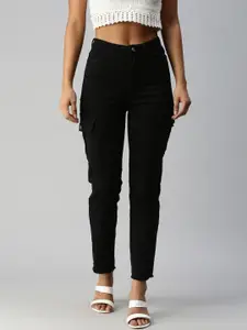 SHOWOFF Women Black Straight Fit Stretchable Jeans