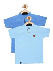 earth conscious Boys Blue Pack Of 2 Henley Neck Cotton T-shirt