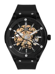 GIO COLLECTION Men Black Skeleton Dial & Black Straps Analogue Automatic Motion Powered Watch G3051-02