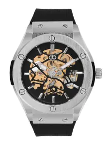 GIO COLLECTION Men Black Skeleton Dial & Black Straps Analogue Automatic Motion Powered Watch
