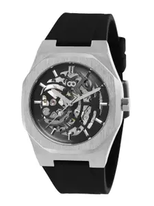 GIO COLLECTION Men Grey Printed Dial & Black Straps Analogue Automatic Motion Powered Watch