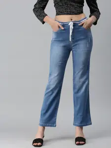 SHOWOFF Women Blue Straight Fit High-Rise Light Fade Stretchable Jeans
