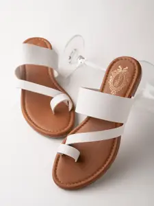 Shoetopia Women White One Toe Flats