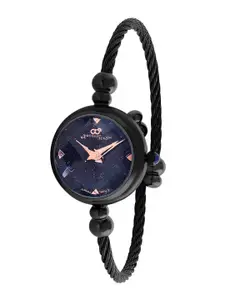 GIO COLLECTION Women Blue Embellished Dial & Black Cuff Straps Analogue Watch G3038-11