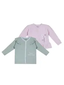 My Milestones Infants Girls Pink & Green 2 V-Neck T-shirt