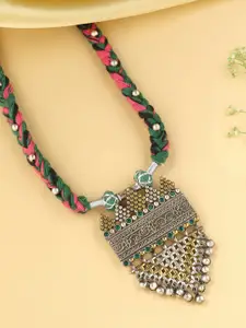 VIRAASI Assorted Brass Dual Tone Antique Thread Necklace