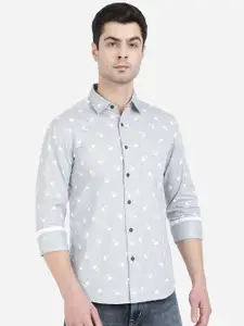 Greenfibre Men Grey Slim Fit Floral Printed Casual Shirt