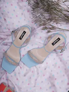 Sherrif Shoes Blue & Transparent Party Block Sandals