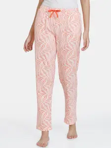 Zivame Women Pink Printed Pure Cotton Lounge Pants
