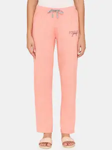 Rosaline by Zivame Rosaline Women Peach-Coloured Mid-Rise Knitted Lounge Pants