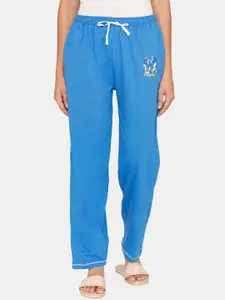 Zivame Women Blue Tom & Jerry Knit Pure Cotton Lounge Pants