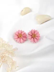 BEWITCHED Pink Floral Contemporary Studs Earrings