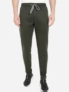 JADE BLUE Men Green Solid Pure Cotton Track Pants