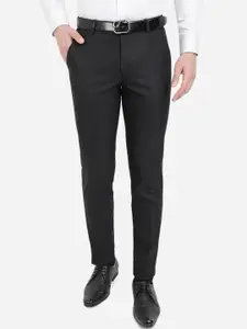JADE BLUE Men Black Slim Fit Easy Wash Formal Trousers