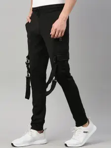 Maniac Men Black Solid Slim-Fit Track Pants