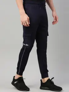 Maniac Men Navy Blue Solid Slim-Fit Joggers
