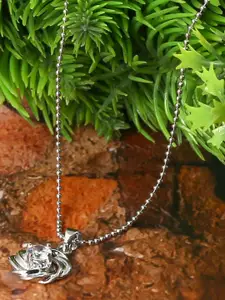 Jewelz Silver Plated & White  Studded Necklace