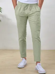 The Souled Store Men Green Solid Cotton Track Pant