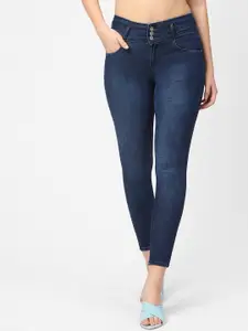Kraus Jeans Women Navy Blue Skinny Fit High-Rise Light Fade Cotton Jeans