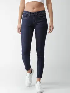 Harvard Women Blue Skinny Fit Mid-Rise Cropped Jeans