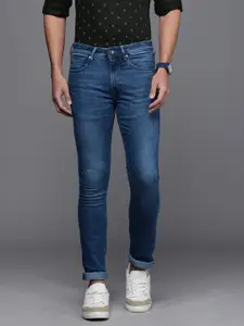 Louis Philippe Jeans Men Navy Blue Slim Fit Low-Rise Light Fade Stretchable Jeans