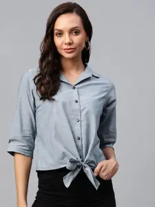 Ayaany Women Grey Casual Shirt