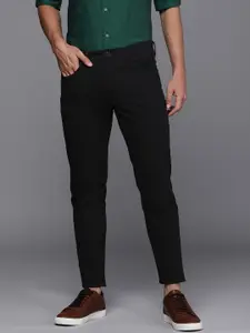 Louis Philippe Sport Men Black Slim Fit Low-Rise Trousers