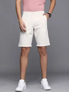 Louis Philippe Sport Men White Solid Slim Fit Low-Rise Shorts