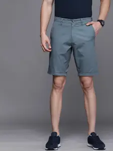 Louis Philippe Sport Men Blue Solid Slim Fit Shorts