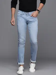 Louis Philippe Jeans Men Blue Slim Fit Low-Rise Light Fade Stretchable Jeans