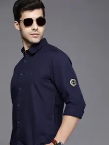 Louis Philippe Sport Men Navy Blue Super Slim Fit Pure Cotton Casual Shirt