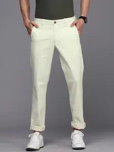 Louis Philippe Sport Men Off White Solid MId Rise Slim Fit Trousers