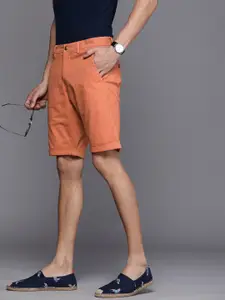 Louis Philippe Sport Men Rust Orange Solid Slim Fit Low-Rise Regular Shorts