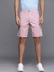 Louis Philippe Sport Men Pink Conversational Printed Slim Fit Low-Rise Shorts